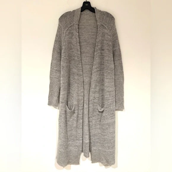 FREE PEOPLE Santa Cruise Women's Wool Bland Gray Long Cardigan - Picture 7 of 8